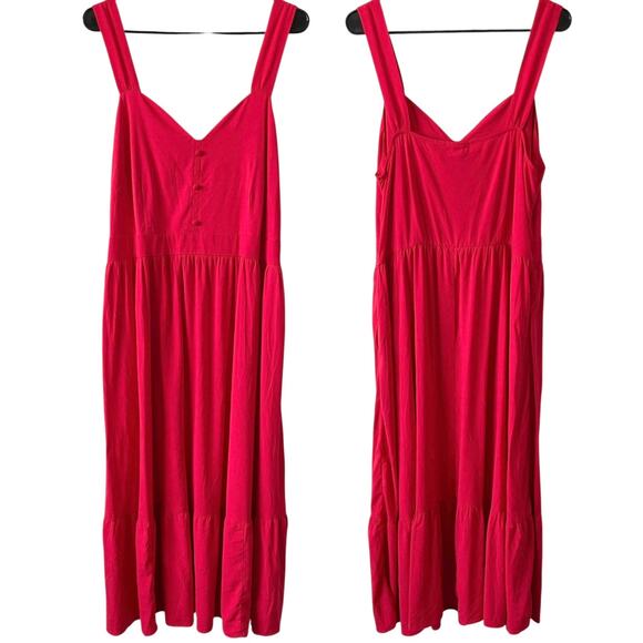 NEW AVA & VIV V Neck Midi Dress Size XXL Red Sleeveless Flowy Rayon Coastal - Picture 1 of 4